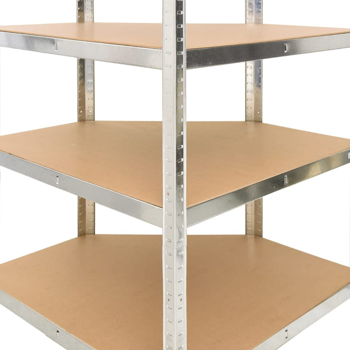 vidaXL || vidaXL 5-Layer Corner Shelf Silver Steel&Engineered Wood