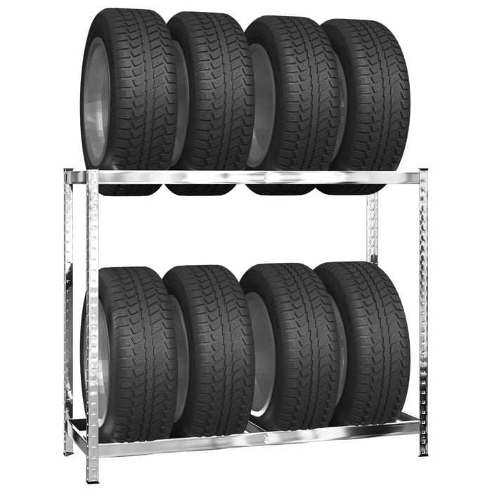 vidaXL || vidaXL 2-Layer Tire Rack Silver 43.3"x15.7"x43.3" Steel