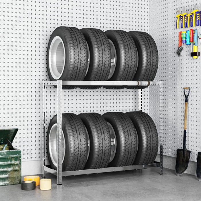 vidaXL || vidaXL 2-Layer Tire Rack Silver 43.3"x15.7"x43.3" Steel