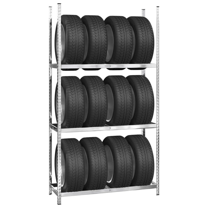 vidaXL || vidaXL 3-Layer Tire Rack Silver 43.3"x15.7"x78.7" Steel