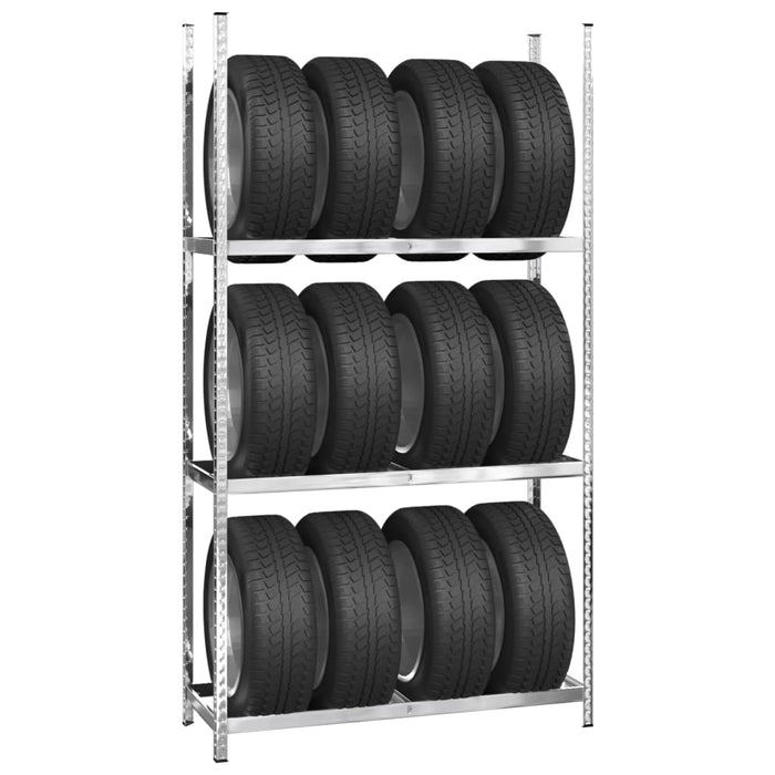 vidaXL || vidaXL 3-Layer Tire Racks 2 pcs Silver 43.3"x15.7"x78.7" Steel