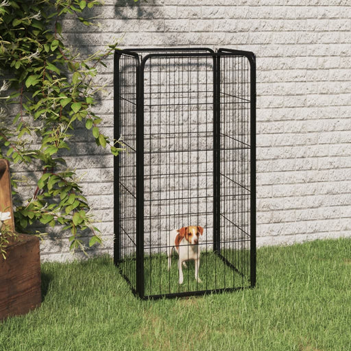 vidaXL || vidaXL Dog Playpen 4 Panels Black 19.7"x39.4" Powder-coated Steel