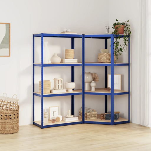 vidaXL || vidaXL 4-Layer Shelves 2 pcs Blue Steel&Engineered Wood