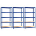 vidaXL || vidaXL 5-Layer Shelves 3 pcs Blue Steel&Engineered Wood