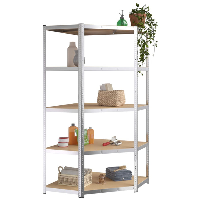 vidaXL || vidaXL 5-Layer Shelves 3 pcs Silver Steel&Engineered Wood