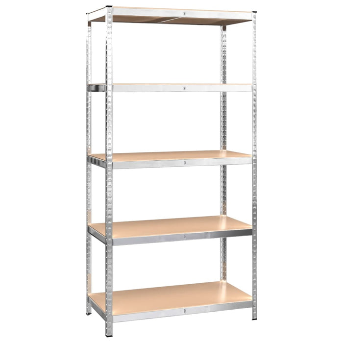 vidaXL || vidaXL 5-Layer Heavy-duty Shelves 2 pcs Silver Steel&Engineered Wood