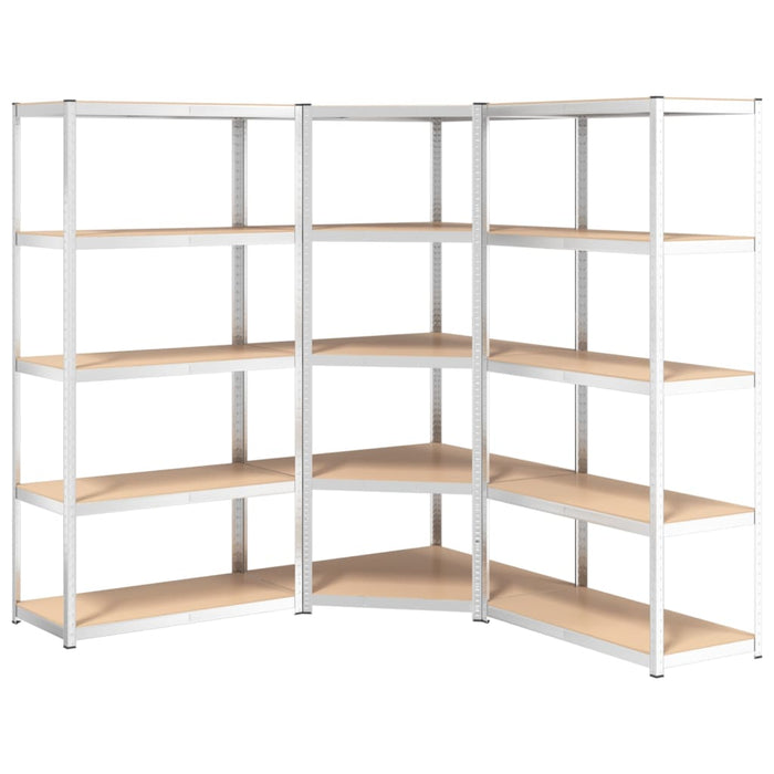 vidaXL || vidaXL 5-Layer Heavy-duty Shelves 3 pcs Silver Steel&Engineered Wood