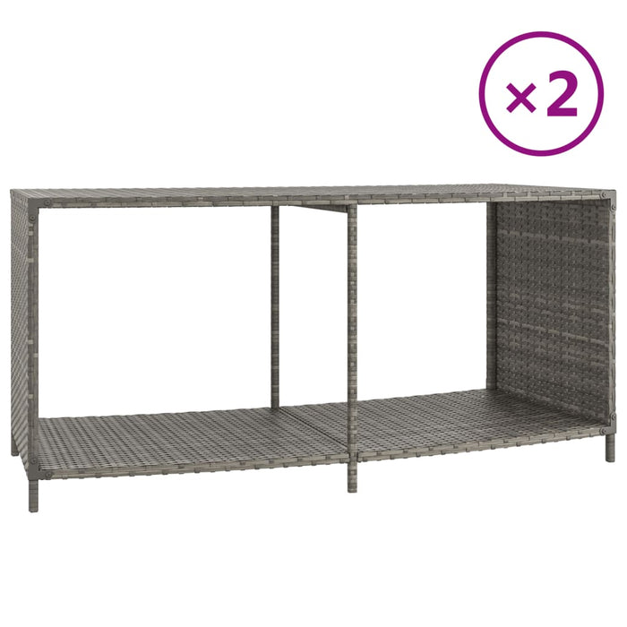 vidaXL || vidaXL Storage Shelves 2 pcs Gray Poly Rattan