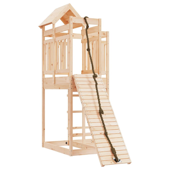 vidaXL || vidaXL Playhouse with Climbing Wall Solid Wood Pine