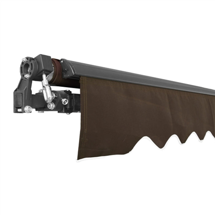 Aleko Products || Motorized Retractable Black Frame Patio Awning 10 x 8 Feet - Brown