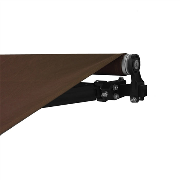 Aleko Products || Motorized Retractable Black Frame Patio Awning 10 x 8 Feet - Brown