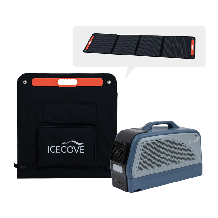 Sunjoy || IceCove Portable Air Conditioner for Outdoor Tents, Campervans, Trailers, and Indoors AC + 1 Power Bank + Solar Panel Blue