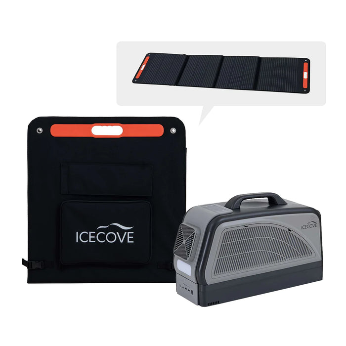 Sunjoy || IceCove Portable Air Conditioner for Outdoor Tents, Campervans, Trailers, and Indoors AC + 1 Power Bank + Solar Panel Gray