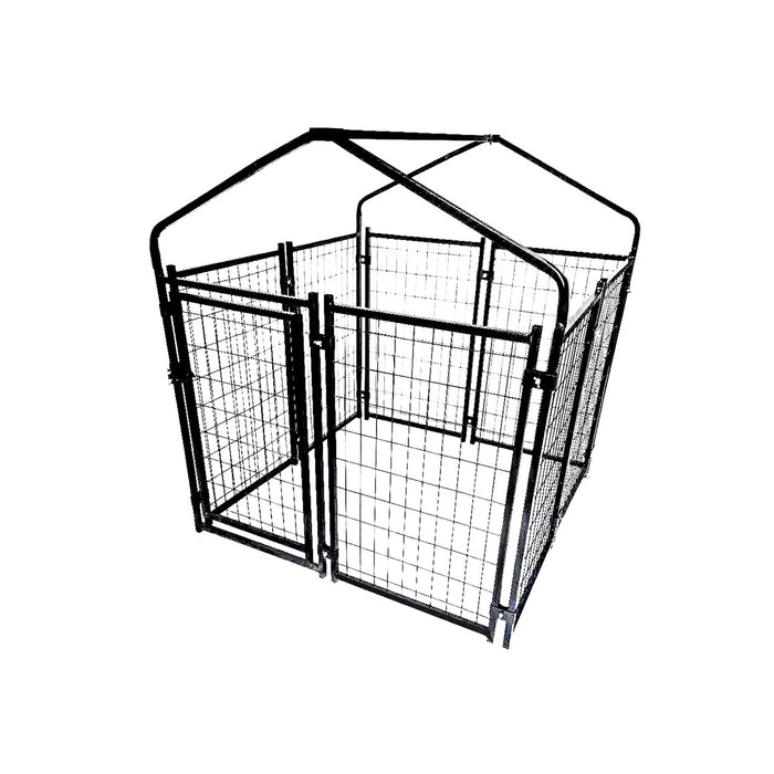Aleko Products || Expandable Heavy Duty Dog Kennel and Playpen Kit with Roof and Rain Cover - 4 x 4 x 4.5 Feet - Black