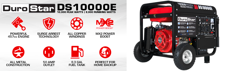 DuroMax || DuroMax 10,000 Watt Gasoline Portable Generator DS10000E