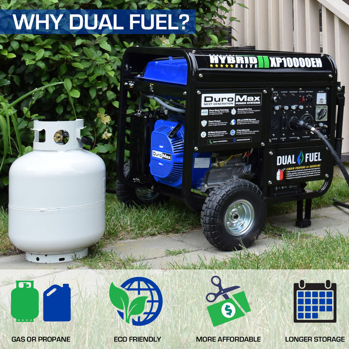 DuroMax || DuroMax 10000-Watt Electric Start Dual Fuel Hybrid Portable Generator XP10000EH