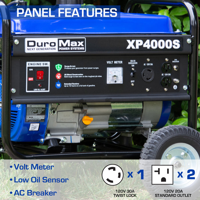 DuroMax || DuroMax 4000-Watt 7-Hp Air Cooled OHV Gas Engine Portable RV Generator XP4000S