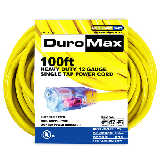 DuroMax || DuroMax XPC12100A 100 Ft 12 Ga Single Tap Extension Power Cord