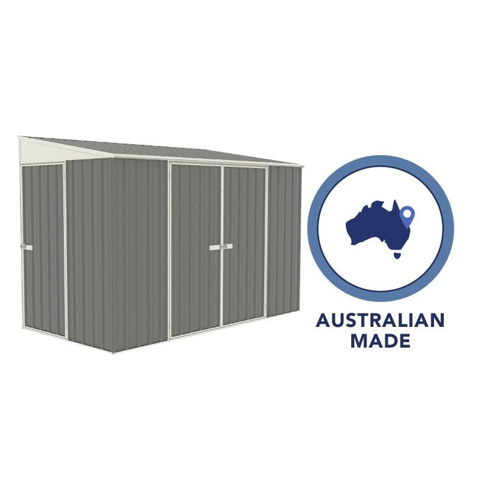 Absco || Absco Lean To 10' x 5' Metal Bike Shed - Woodland Gray