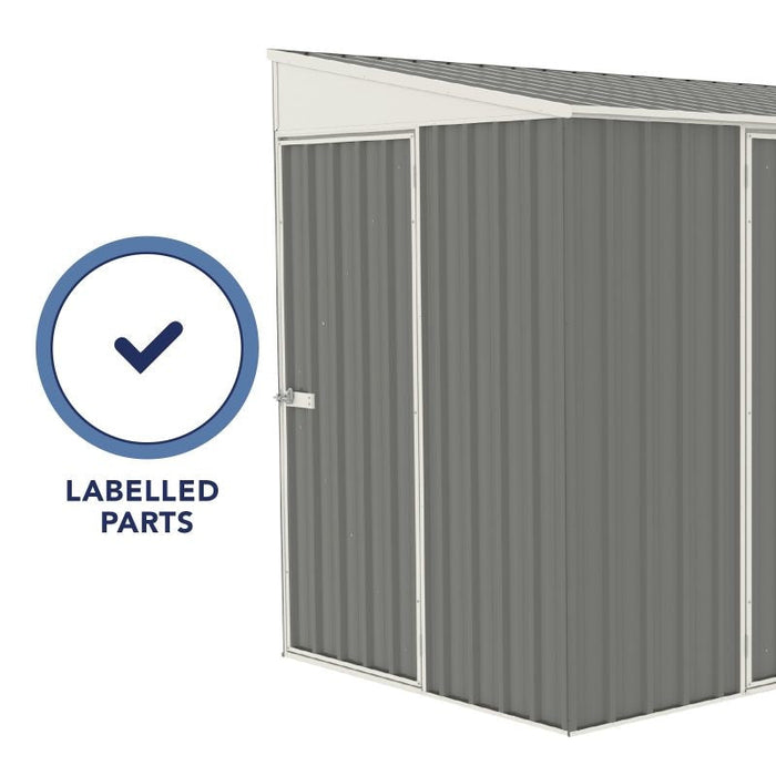 Absco || Absco Lean To 10' x 5' Metal Bike Shed - Woodland Gray