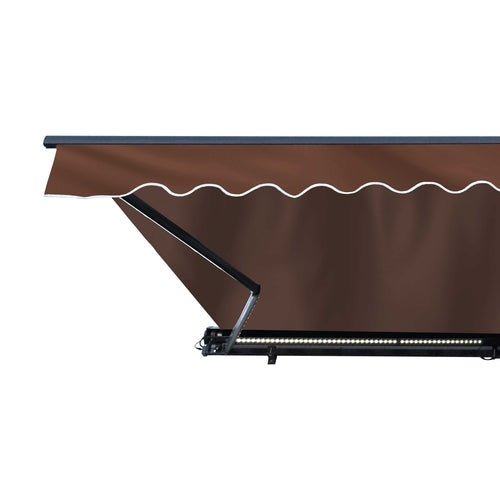 Aleko Products || Aleko Half Cassette Motorized Retractable LED Luxury Patio Awning - 10 x 8 Feet - Brown AWCL10X8BRN36-AP