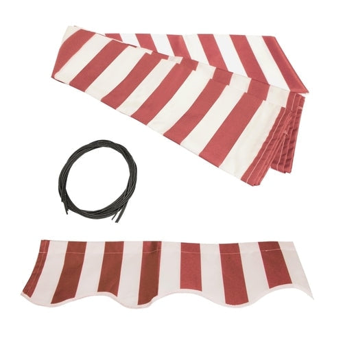 Aleko Products || Aleko Half Cassette Motorized Retractable LED Luxury Patio Awning - 16 x 10 Feet - Red and White Stripes AWCL16X10RDWT05-AP