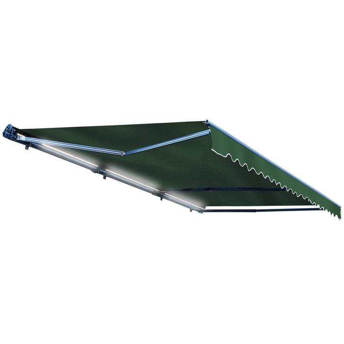 Aleko Products || Aleko Half Cassette Motorized Retractable LED Luxury Patio Awning - 20 x 10 Feet - Green AWCL20X10GR39-AP