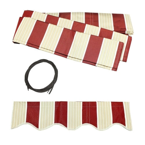Aleko Products || Aleko Half Cassette Motorized Retractable LED Luxury Patio Awning - 20 x 10 Feet - Multi-Striped Red AWCL20X10MSRD19-AP