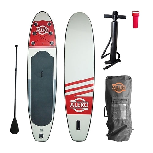 Aleko Products || Aleko Inflatable Paddle Board with Carry Bag Red Retro PBS04-AP