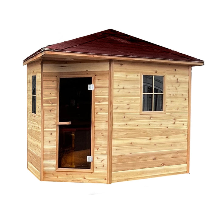 Aleko Products || Aleko Inland Red Cedar Wet Dry Outdoor Sauna with Asphalt Roof - 8 kW ETL Certified Heater - 8 Person - Made in USA - 8 Person SKD8RCED-AP
