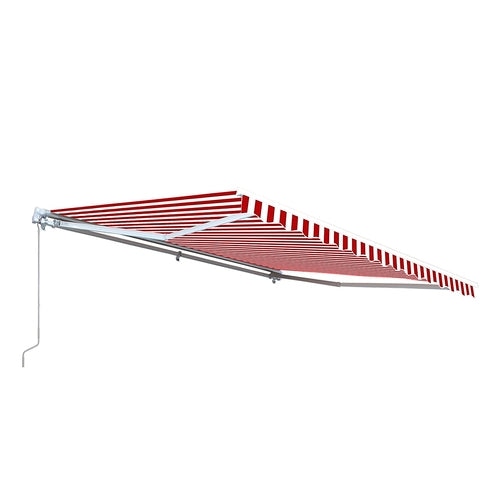 Aleko Products || Aleko Motorized Retractable Patio Awning 20x10 Feet Red and White Striped AWM20X10REDWHSTR-AP