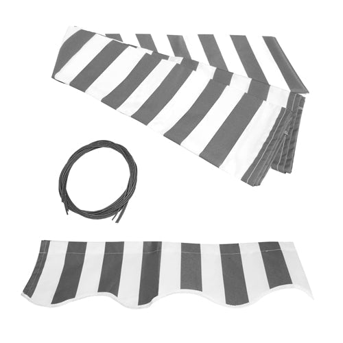 Aleko Products || Aleko Retractable Awning Fabric Replacement 10x8 Feet Grey and White Striped FAB10X8GREYWHT-AP
