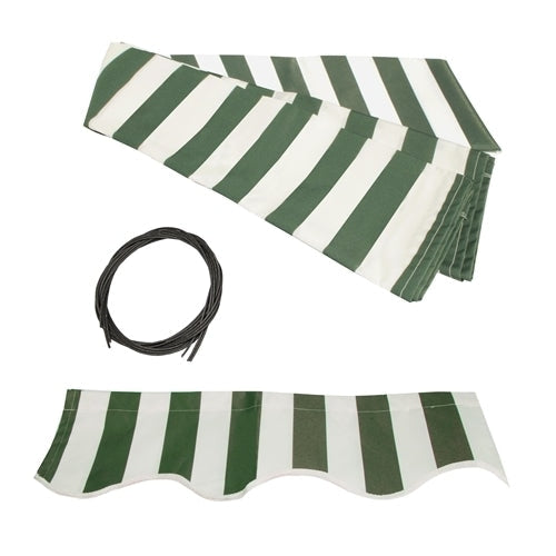 Aleko Products || Aleko Retractable Awning Fabric Replacement 13x10 Feet Green and White Striped FAB13X10GRWT00-AP