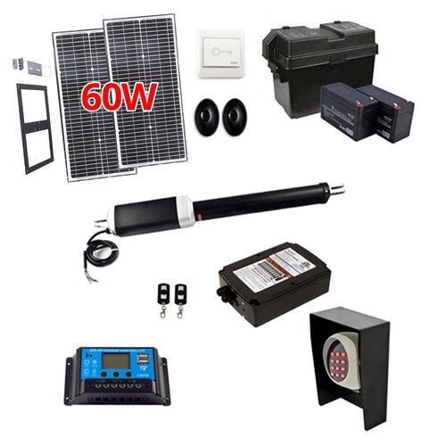 Aleko Products || Aleko Single Swing Gate Operator GG850 AC/DC Solar Kit 60W GG850FULL-AP