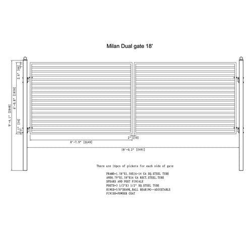 Aleko Products || Aleko Steel Dual Swing Driveway Gate Milan Style 18 x 6 ft DG18MILD-AP