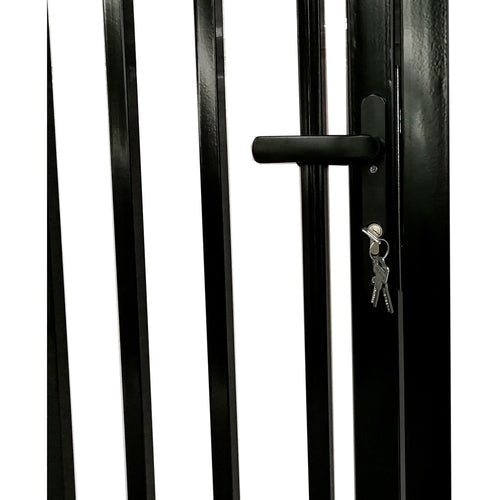 Aleko Products || Aleko Steel Dual Swing Driveway Gate with Built-In Pedestrian Door VIENNA Style 12 x 7 Feet DGP12VIENNA-AP