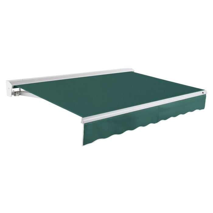 Awntech Corporation || Awntech Destin Patio Retractable Awning with Aluminum Protective Hood, Motorized Left Forest
