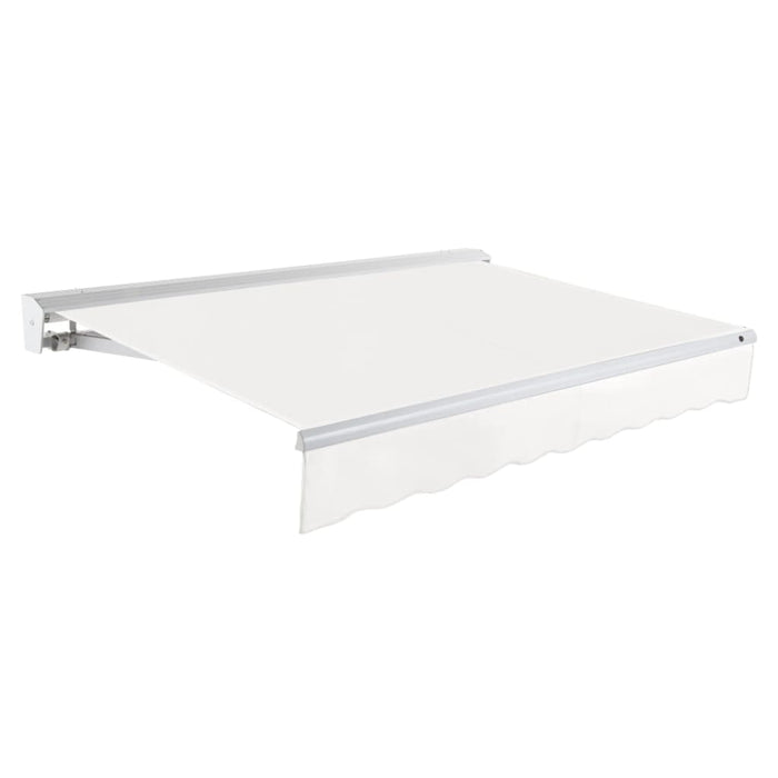 Awntech Corporation || Awntech Destin Patio Retractable Awning with Aluminum Protective Hood, Motorized Left Off White