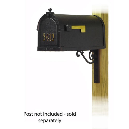 Special Lite Products || Berkshire Curbside Mailbox with Front Address Numbers and Baldwin front single mailbox mounting bracket