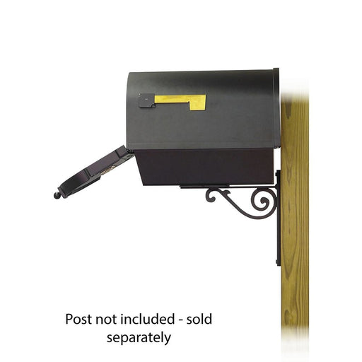 Special Lite Products || Berkshire Curbside Mailbox with Front Address Numbers, Newspaper tube and Baldwin front single mailbox mounting bracket