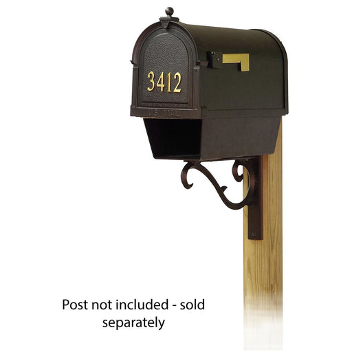 Special Lite Products || Berkshire Curbside Mailbox with Front Address Numbers, Newspaper tube and Sorrento front single mailbox mounting bracket