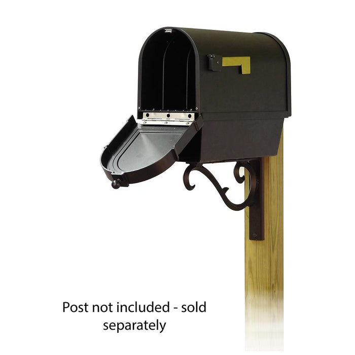Special Lite Products || Berkshire Curbside Mailbox with Front Address Numbers, Newspaper tube and Sorrento front single mailbox mounting bracket