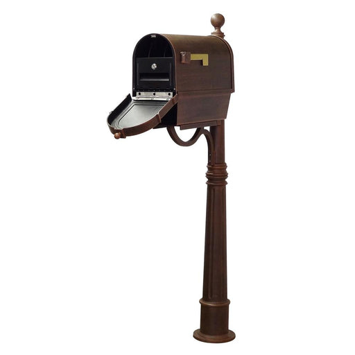 Special Lite Products || Berkshire Curbside Mailbox with Front Address Numbers, Newspaper Tube, Locking Insert and Ashland Mailbox Post