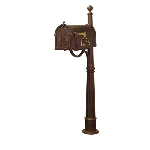 Special Lite Products || Berkshire Curbside Mailbox with Front and Side Address Numbers and Ashland Mailbox Post