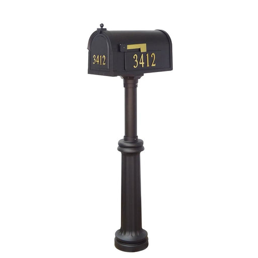 Special Lite Products || Berkshire Curbside Mailbox with Front and Side Address Numbers and Bradford Mailbox Post