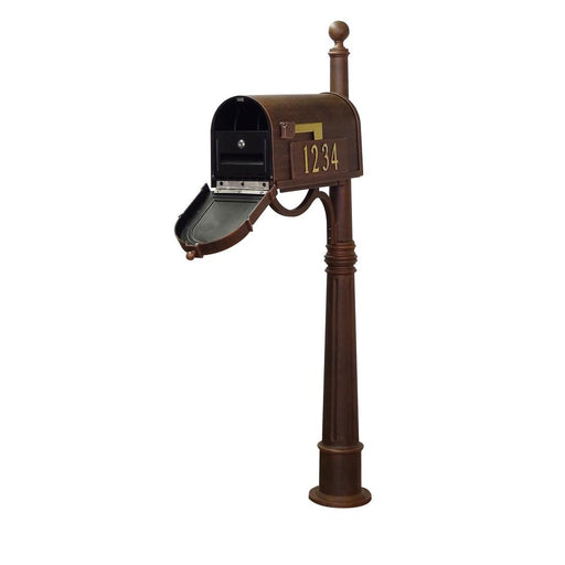 Special Lite Products || Berkshire Curbside Mailbox with Front and Side Address Numbers, Locking Insert and Ashland Mailbox Post