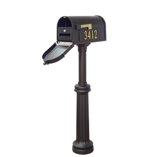Special Lite Products || Berkshire Curbside Mailbox with Front and Side Address Numbers, Locking Insert and Bradford Mailbox Post