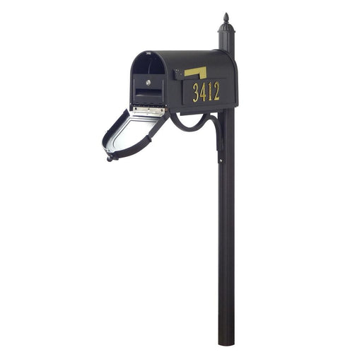 Special Lite Products || Berkshire Curbside Mailbox with Front and Side Address Numbers, Locking Insert and Richland Mailbox Post