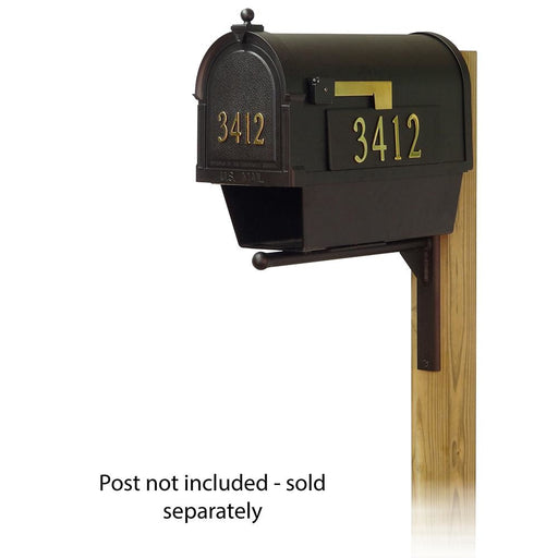 Special Lite Products || Berkshire Curbside Mailbox with Front and Side Address Numbers, Newspaper tube and Ashley front single mailbox mounting bracket