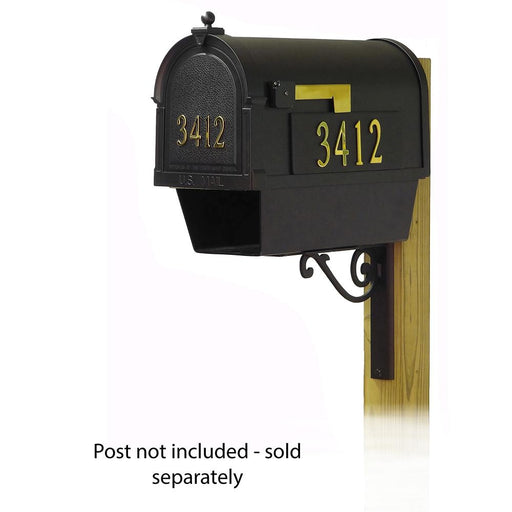 Special Lite Products || Berkshire Curbside Mailbox with Front and Side Address Numbers, Newspaper tube and Baldwin front single mailbox mounting bracket